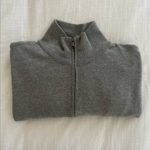 Ralph Lauren Purple Label 100% Merino Wool mens half zip mock neck sweater grey - Picture 6 of 7